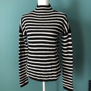 NWT Striped Mock Neck Shirttail Hem Sweater